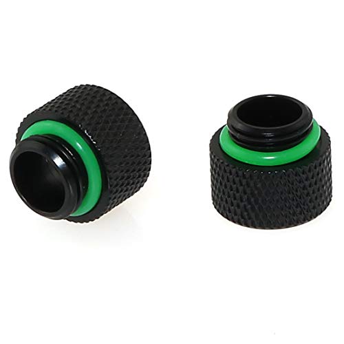 DZS Elec 2pcs Computer Water Cooling Extension Connector G1/4" Male to Female Extension Fitting, 10mm Black - Image 1