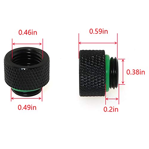 DZS Elec 2pcs Computer Water Cooling Extension Connector G1/4" Male to Female Extension Fitting, 10mm Black - Image 2