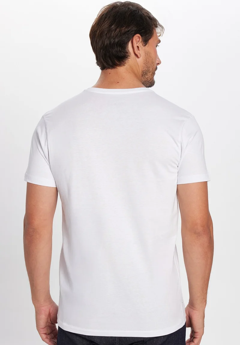 Tudors Men's Slim Fit Slim Cut 100% Cotton Soft Texture White V Neck T-Shirt