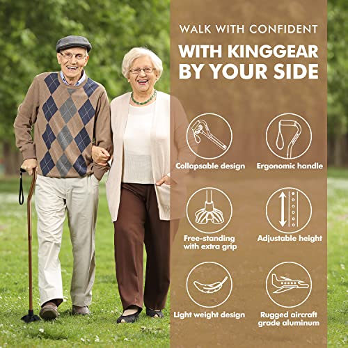 GPTCAMP G1 Walking Stick Walking Cane for Women Men with Wrist Strap Lightweight Sturdy Offset EVA Handle Large Quad Base Self Standing for Seniors and People with Injuries Recovery - Image 5