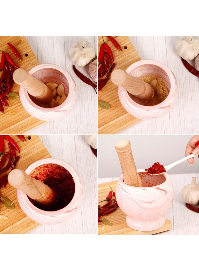 مجموعة هاون ومدقة - حجر سيراميك طبيعي 4.7 بوصة للتوابل والبهارات والمعاجين - وعاء طحن حجري للتوابل والأعشاب والثوم وصلصة الأفوكادو والمكسرات ووعاء مولكاخيتي للمطبخ - Image 5