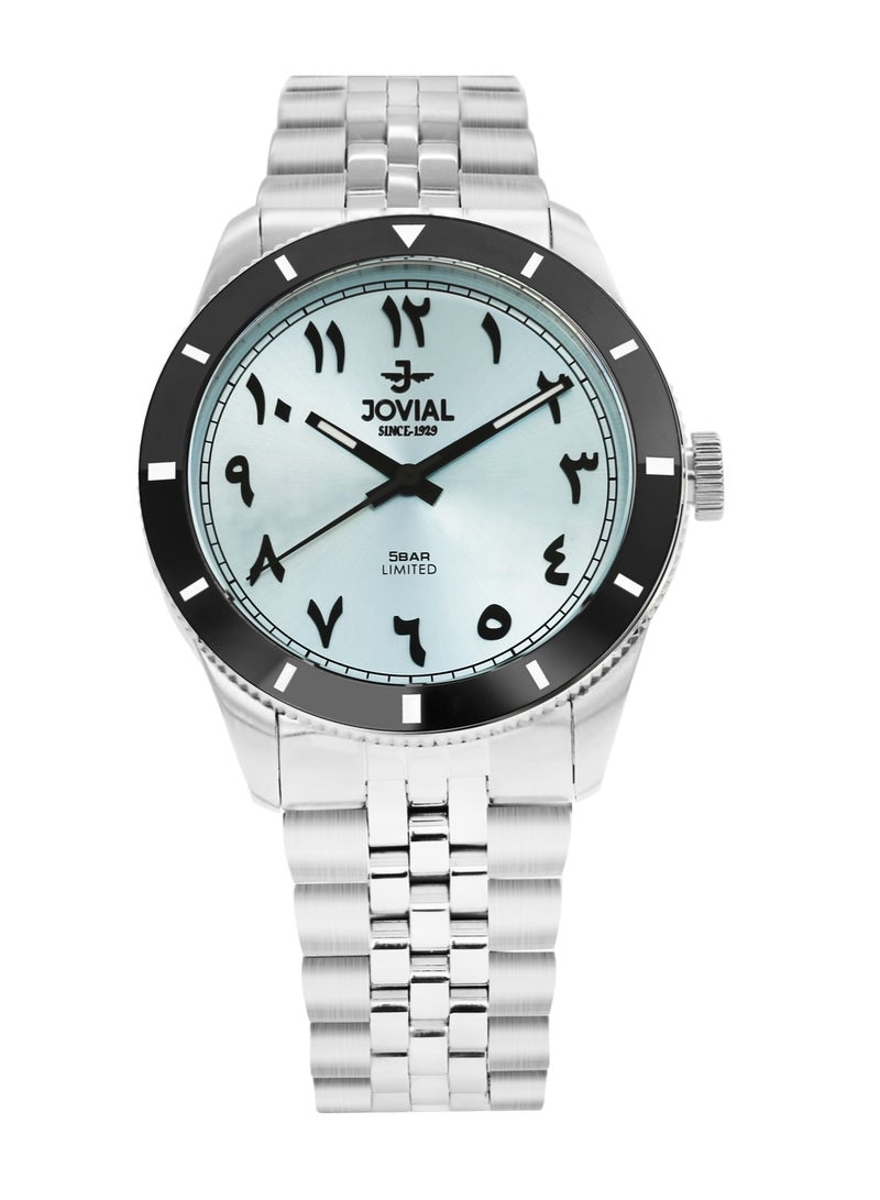 Jovial JOVIAL 1513GSMQ04E Men's Stainless Steel Watch, Light Blue Dial, Eastern Arabic Numerals, 5 BAR Water Resistant, Limited Edition, Analog - Image 1