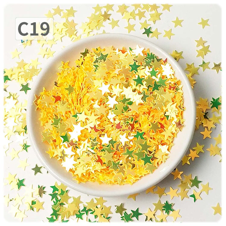 Generic YALEDUO 7MM Star Oil Paint Glitter, DIY No-Hole Flat Sequins C19 Golden Yellow D-839