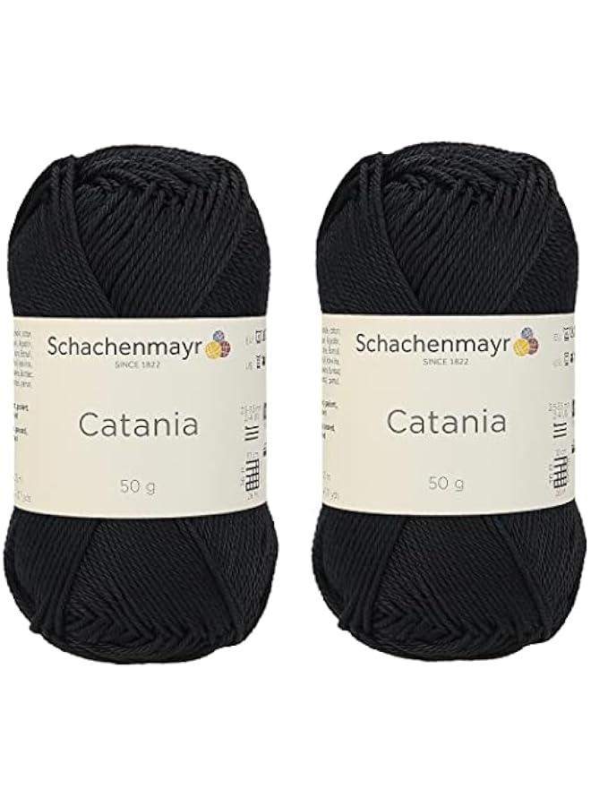 Arabest 【 Set of 2 Skeins 】 SMC Catania Originals 100% Mercerized Cotton Yarn, Total 3.52 Oz. Each 1.76 Oz (50g) / 136 Yrds (125 m) Amigurumi Yarn Fine-Sport 2 (110 Black) - Image 1