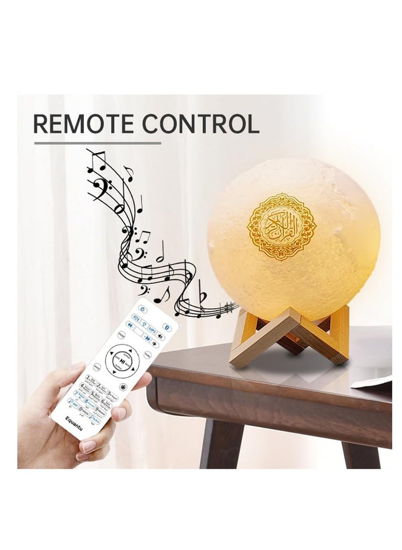 BAIG - Portable Bluetooth Speaker, 4in1 Quran Speaker with 16 Colors 3D Print Moon Lamp Night Light, Quran Recitations and Song FM Broadcast Decorative Stand Remote & Touch Control Night Light - Image 1