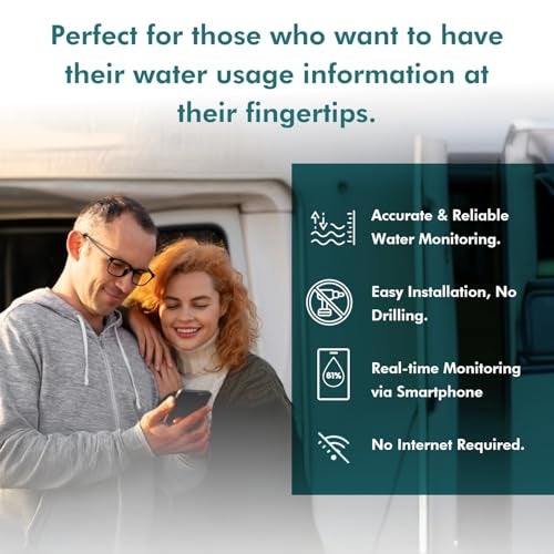 Topargee Bluetooth Water Tank Gauge - Real-Time RV, Caravan & Boat Accessory - Accurate RV Water Tank Level, Flow Monitoring (Liters/Gallons), Easy Setup, Tracks Usage, Memory Storage, App Integration - Image 3