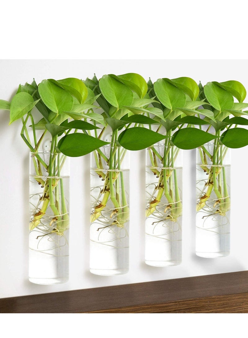 SOLARAE Wall Hanging Planters, Glass Terrarium, Plant Containers Wall Vase Perfect for Propagating Hydroponic Plants Home Garden Wedding Decor 4 pieces - Image 1
