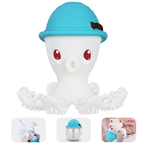 Mombella Teething Toys 36 Months Mombella Octopus Teethers for Babies 612 Months Soft Silicone Baby Teething Toys 1218 Month Old Baby Chew Toys Squeaky Infant Teether Toys Easy to Hold Blue - Image 1