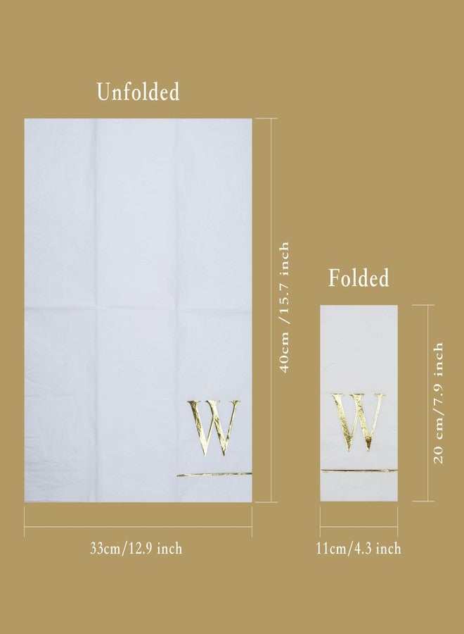 Ottin 120 Gold Foil Monogrammed Letter W Paper Guest Tower Elegant Metallic Initial Disposable Dinner Napkins for Bathroom Wedding Bridal Shower Engagement Banquet Rehearsal - Image 2