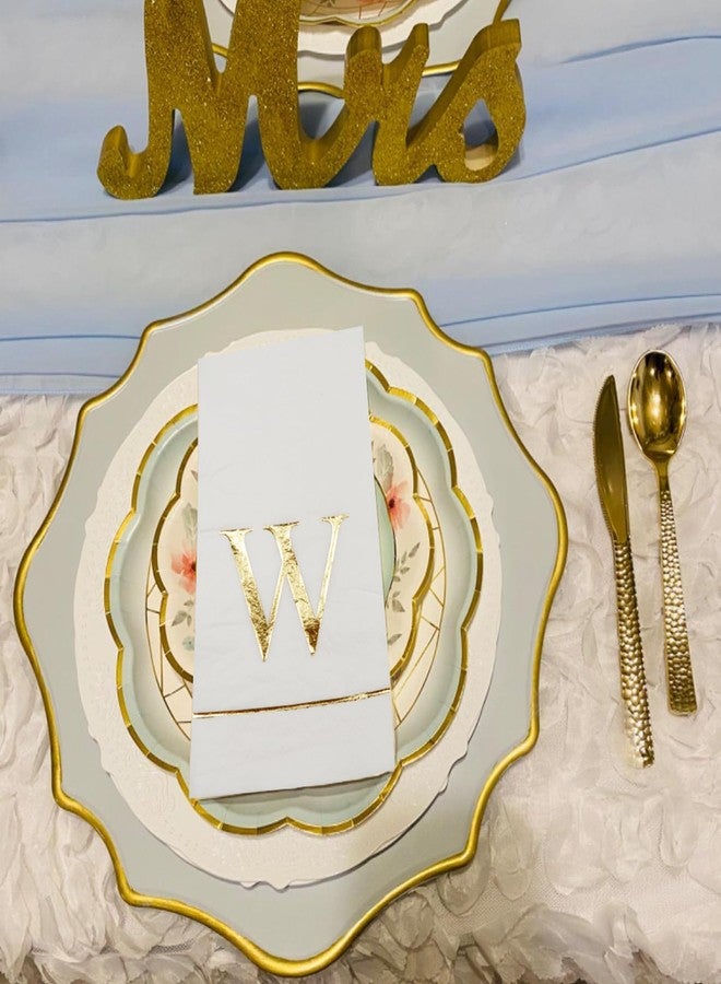Ottin 120 Gold Foil Monogrammed Letter W Paper Guest Tower Elegant Metallic Initial Disposable Dinner Napkins for Bathroom Wedding Bridal Shower Engagement Banquet Rehearsal - Image 5
