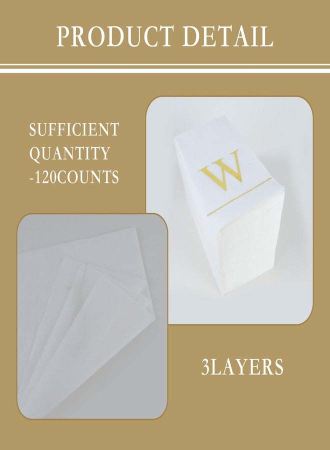 Ottin 120 Gold Foil Monogrammed Letter W Paper Guest Tower Elegant Metallic Initial Disposable Dinner Napkins for Bathroom Wedding Bridal Shower Engagement Banquet Rehearsal - Image 3