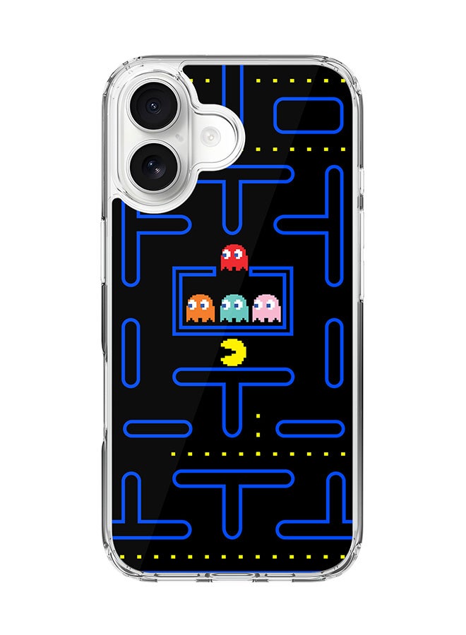 Stylizedd Classic Clear MagSafe Case for iPhone 17 , Hybrid Soft Case Flexible Edges Anti Drop TPU PC Gel Thin Transparent Cover [ Designed for iPhone 17 ] - Pacman Full Print