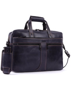 LAVERI LEATHER LAVERI Genuine Leather Office Bag for Men 15.6 Inch Laptop Bag CrossBody Messenger Bag Adjustable Strap Multiple Compartments VIP Quality #2816 Navy VIP  - Image 1