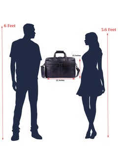 LAVERI LEATHER LAVERI Genuine Leather Office Bag for Men 15.6 Inch Laptop Bag CrossBody Messenger Bag Adjustable Strap Multiple Compartments VIP Quality #2816 Navy VIP  - Image 4