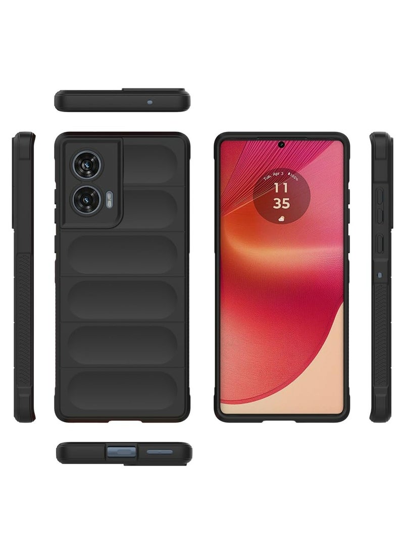 Motorola Edge 50 Fusion Case Cover, Heavy Duty 3D Striped Pattern Sensory Soft Silicone Full Portection Shockproof Phone Case For Motorola Edge 50 Fusion Black - Image 2