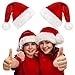kortes 2 Pack Plush Kids Santa Hat Unisex Christmas Hats Classic Velvet Fabric Comfort Double Line Plush Santa Hat for Kids Children Toddler New Year Party Supplies Red2Pack - Image 3