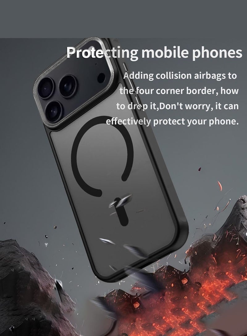 ELTRAZONE iPhone 17 Pro 5G 2025 Hard Silicone Hybrid Translucent Case | Slim Stylish Shockproof Magnetic MagSafe Compatible Protective Phone Cover (MCMPMN) – Black - Image 3