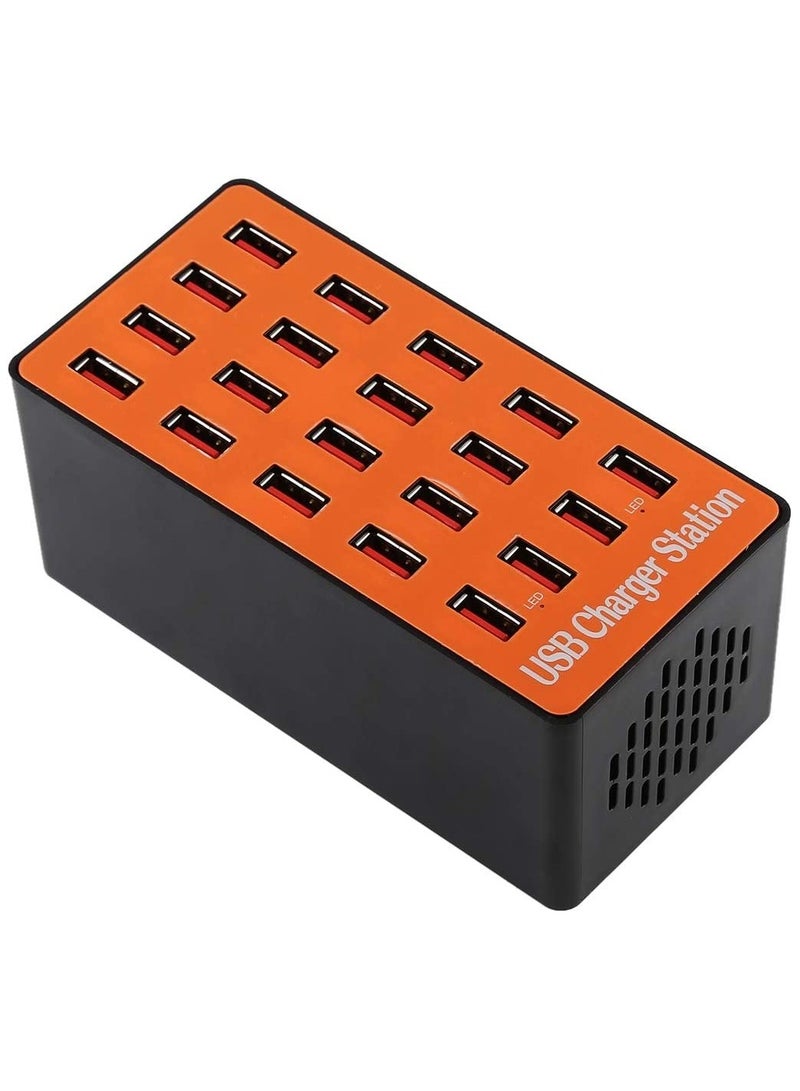 محطة شحن جيدة WLX-A5 90 واط مع 20 منفذ USB، شاحن ذكي يتم تعيينه تلقائيًا مع مؤشر LED للطاقة، لأجهزة iPad و iPhone و Galaxy و Huawei و Xiaomi و LG و HTC وغيرها من الهواتف الذكية، أجهزة قابلة لإعادة الشحن - Image 1