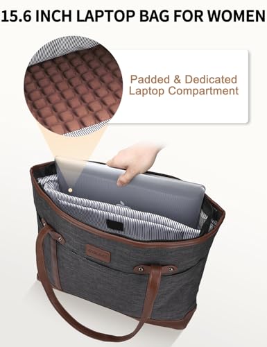 RAVUO Laptop Tote Bag, 15.6 Inch Work Bag for Women Teacher Handbag Purse with Padded Laptop Compartment and Portable Small Pouch - Image 5