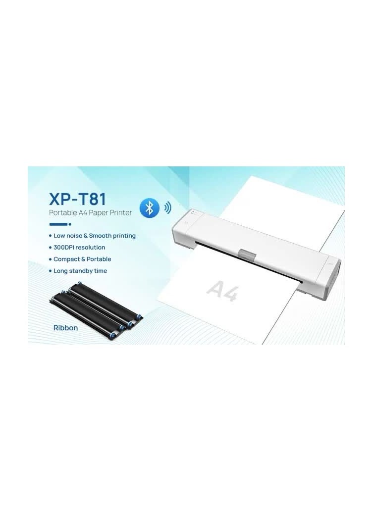 HPRT Xprinter XP-T81 ODM Thermal Transfer Printer A4 Thermal Printer Mini Portable A4 Printer  - Image 4