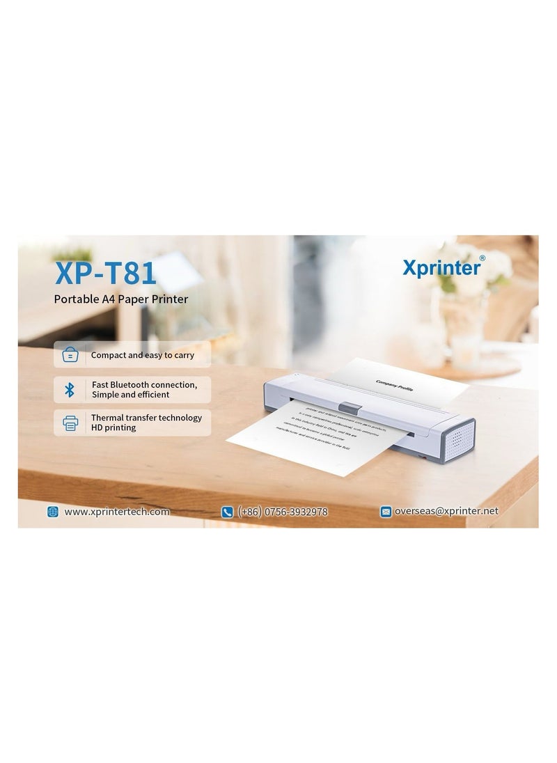 HPRT Xprinter XP-T81 ODM Thermal Transfer Printer A4 Thermal Printer Mini Portable A4 Printer  - Image 5