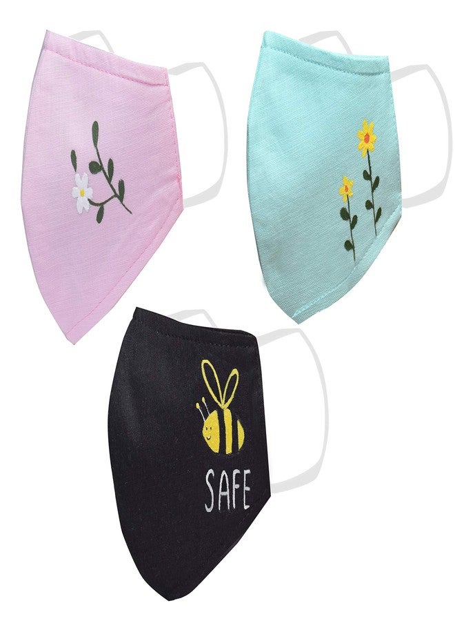 KUNDAN Cotton Reusable Face Mask (Multicolour, Without Valve, Pack of 3) for Unisex - Image 1