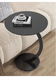 Golivn Coffee Table Sofa Side Round Table Bedroom Balcony Living Room End Table Nightstands，Metal brackets and density boards，Black  - Image 1