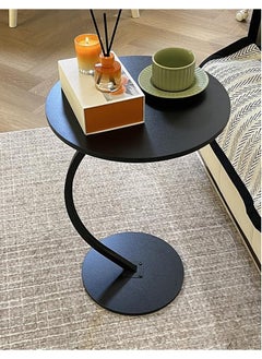 Golivn Coffee Table Sofa Side Round Table Bedroom Balcony Living Room End Table Nightstands，Metal brackets and density boards，Black  - Image 3