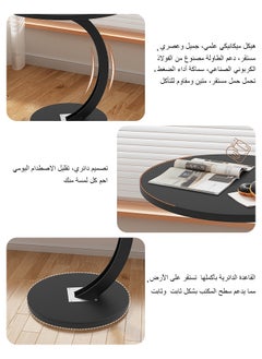 Golivn Coffee Table Sofa Side Round Table Bedroom Balcony Living Room End Table Nightstands，Metal brackets and density boards，Black  - Image 5