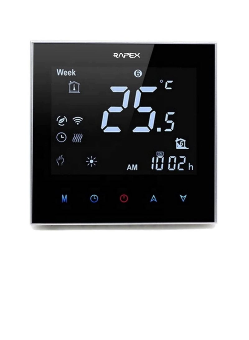 Generic Wifi Programmable Room AC Smart Thermostat | Energy Saving FCU Central Air Conditioner Touch Controller 95-240VAC with Alexa Echo Google Home IFTTT Support (Black with Silver Frame)  - Image 2