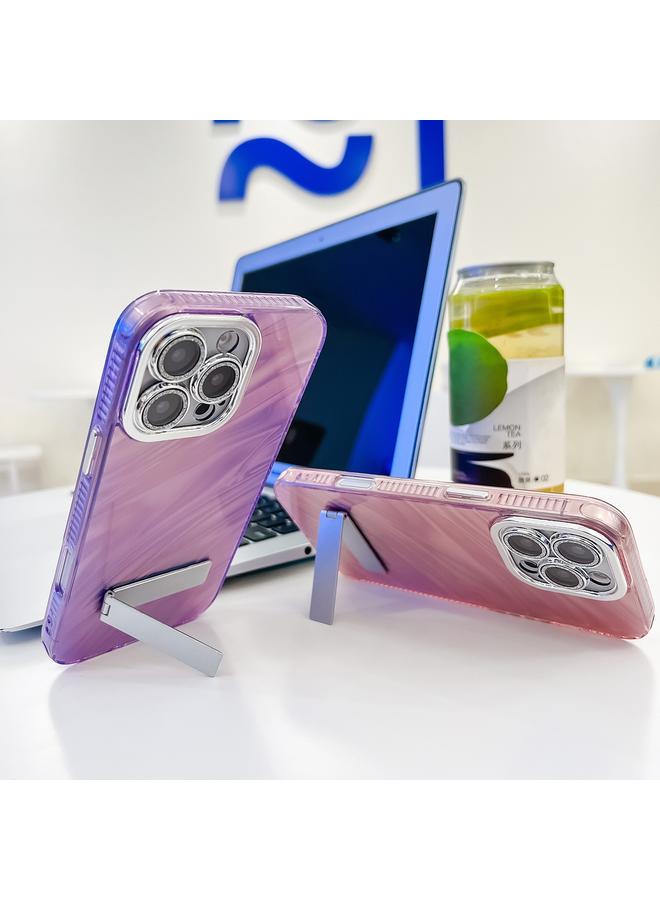 Zaboon Case For iPhone 13 Pro Plating Glitter Texture Fold Holder TPU Phone Case with Lens Film - Image 4