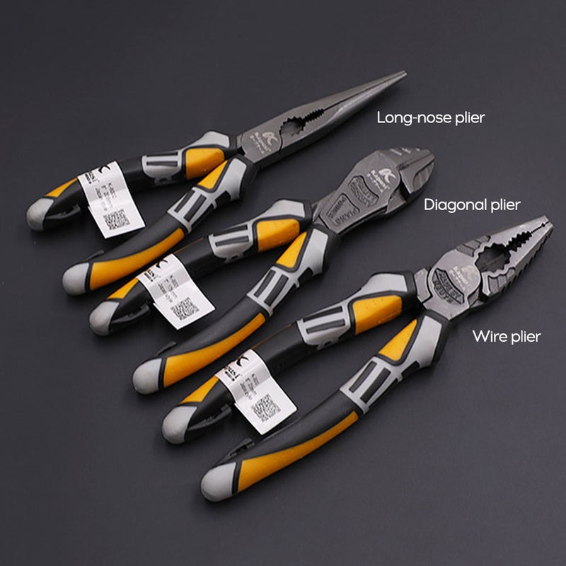 8'' Wire Plier Professional Electrician Plier Chrome-Vanadium Steel Wire Cutter Stripping Crimping Tool - Image 3