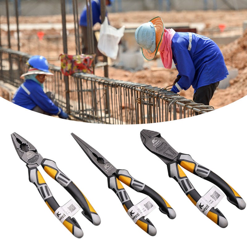 8'' Wire Plier Professional Electrician Plier Chrome-Vanadium Steel Wire Cutter Stripping Crimping Tool - Image 2