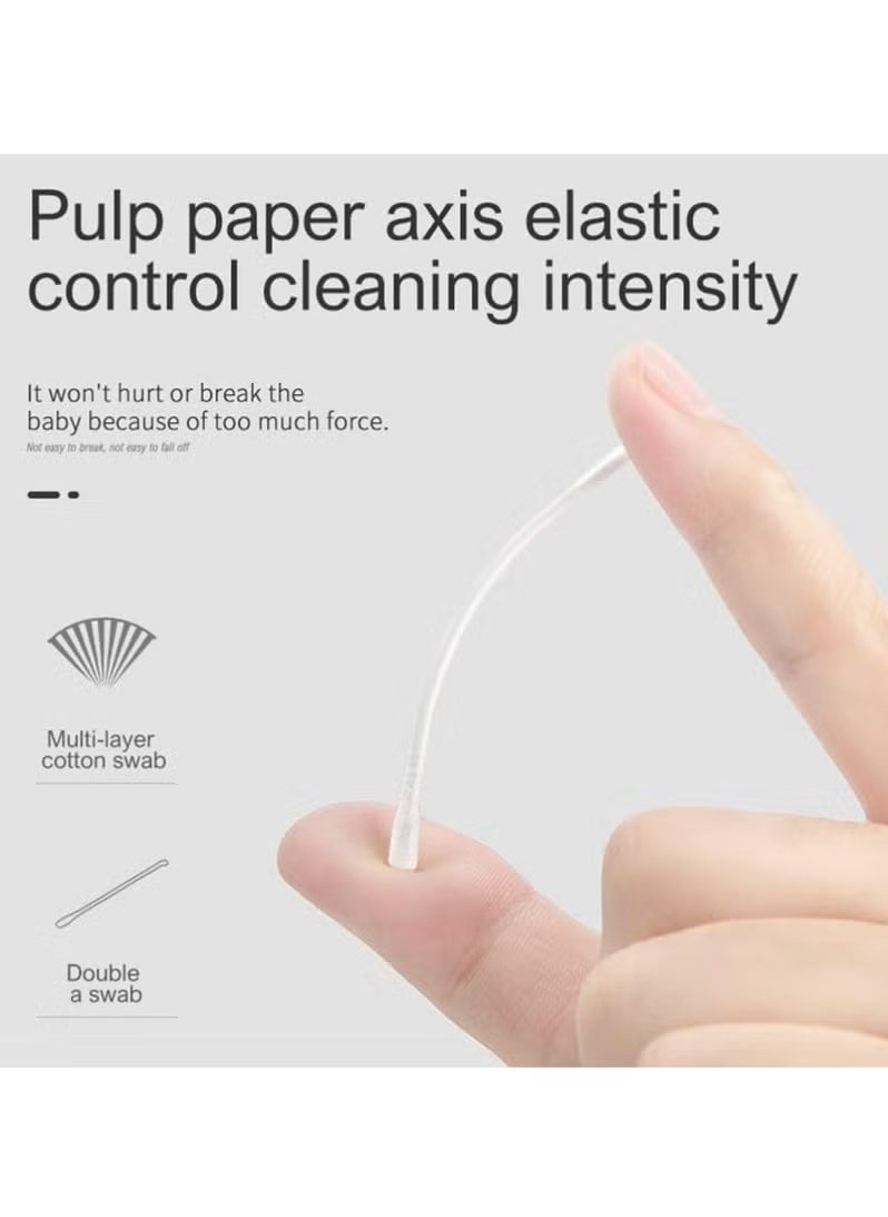 Generic 400Pcs Baby Cotton Swabs, Ear Cleaners, Double-headed Design, Biodegradable Baby Cotton Buds Kids Safety Swabs, Applicator Cleaning Sticks Wax Cleaner for Baby Ear Nose Clean  - Image 2