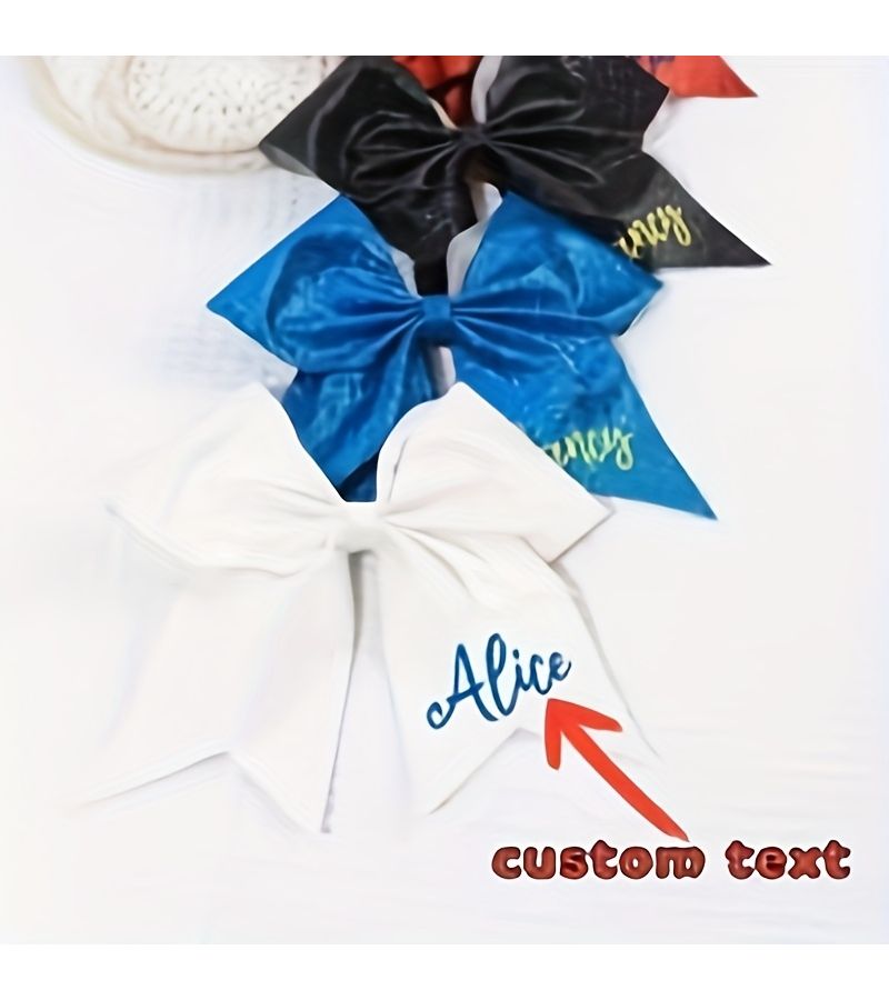Customized Hair Ties With Red Personalized Designs Including Bow Ties And Embroidered Names Unique Gift For Women Friends And Family - Image 1
