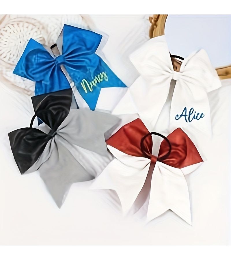 Customized Hair Ties With Red Personalized Designs Including Bow Ties And Embroidered Names Unique Gift For Women Friends And Family - Image 2