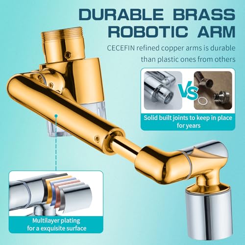 CECEFIN 1440ºSink-Water-Filter Faucet-Extender 3.0 Telescopic - Carbon Purifier Reduce 99% Chlorine, NSF Test Bathroom Kitchen Aerator, Swivel Long Arm Extension for Toddlers, Hard Water Softener - Image 5