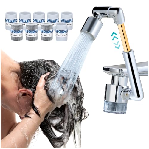 CECEFIN 1440ºSink-Water-Filter Faucet-Extender 3.0 Telescopic - Carbon Purifier Reduce 99% Chlorine, NSF Test Bathroom Kitchen Aerator, Swivel Long Arm Extension for Toddlers, Hard Water Softener - Image 1