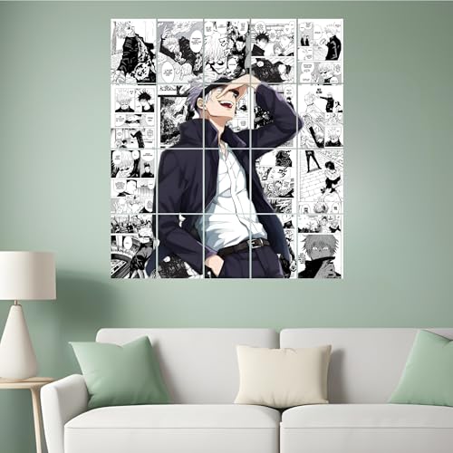 Posters Inc Jujutsu Kaisen Manga Panel Collage Art Kit, Anime Merchandise Wall Decoration Items for Living Room, Home Decor Birthday Gifts for Men, 300 GSM Print, A5 Size Paper with Sticker Set of 20 - Image 3