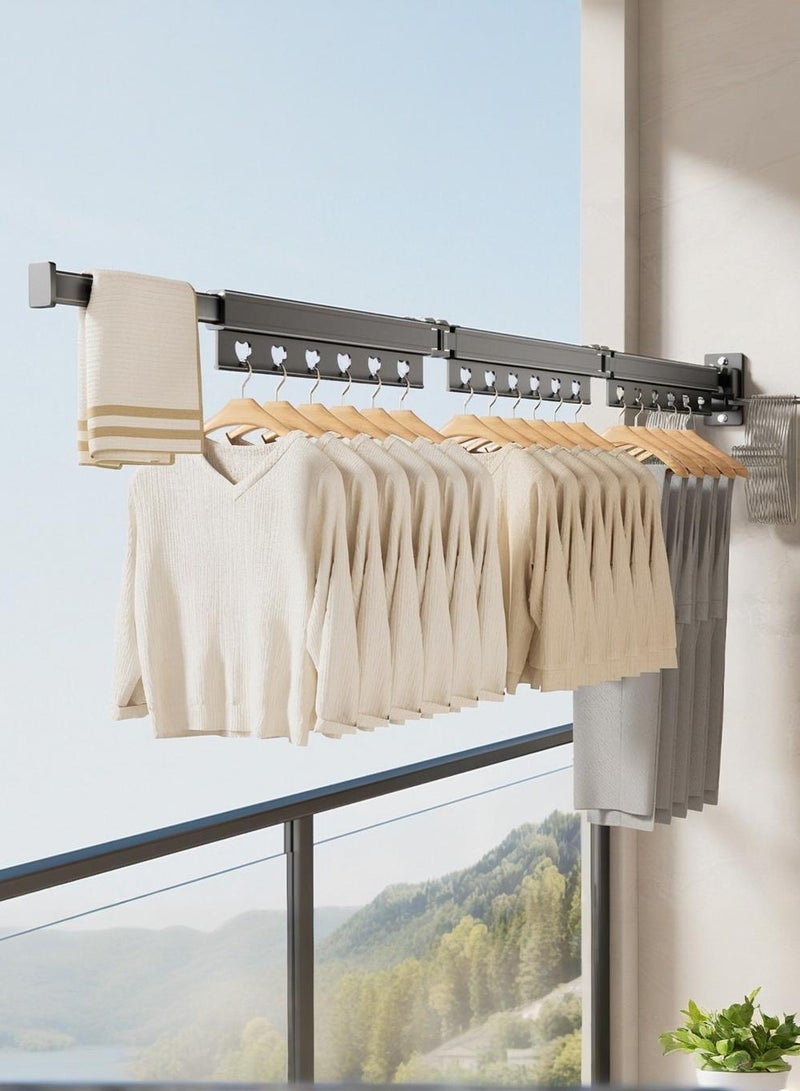 XiuWoo Balcony Clothes Drying Rack, Folding Drying Telescopic Indoor Clothes Drying Artifact, Hidden Clothes Drying Rack, Bathroom Clothes Drying Rod, Need Punching, Load-Bearing Capacity - Image 1