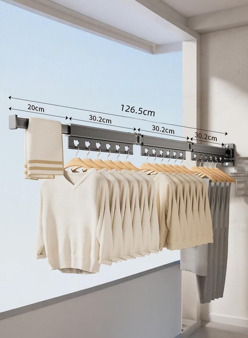 XiuWoo Balcony Clothes Drying Rack, Folding Drying Telescopic Indoor Clothes Drying Artifact, Hidden Clothes Drying Rack, Bathroom Clothes Drying Rod, Need Punching, Load-Bearing Capacity - Image 2
