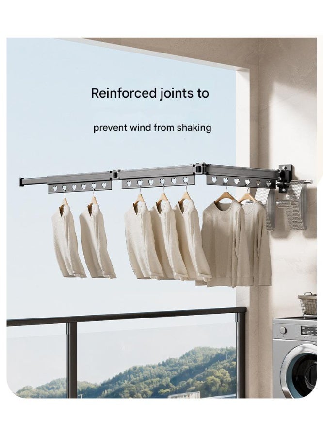 XiuWoo Balcony Clothes Drying Rack, Folding Drying Telescopic Indoor Clothes Drying Artifact, Hidden Clothes Drying Rack, Bathroom Clothes Drying Rod, Need Punching, Load-Bearing Capacity - Image 4