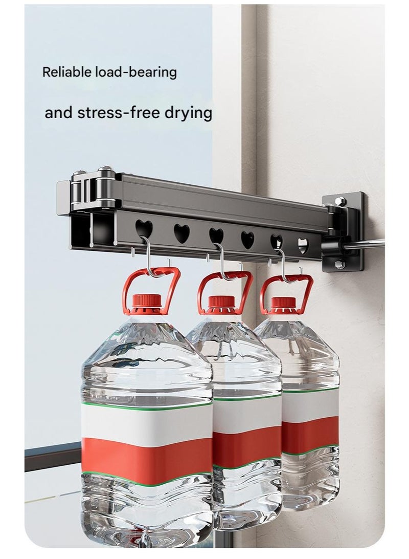 XiuWoo Balcony Clothes Drying Rack, Folding Drying Telescopic Indoor Clothes Drying Artifact, Hidden Clothes Drying Rack, Bathroom Clothes Drying Rod, Need Punching, Load-Bearing Capacity - Image 5