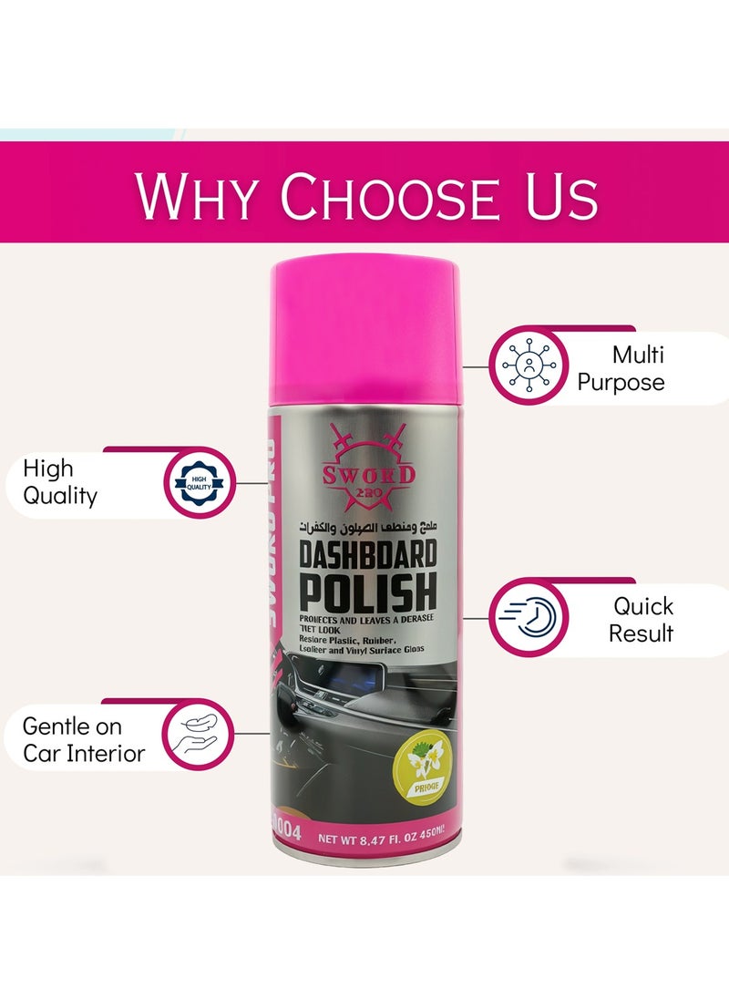 Sword Pro - Sword Pro Dashboard Polish - Quick Drying, UV Protection, Restores Plastic, Rubber & Vinyl Gloss - Easy to Apply, Dust Repellent, Long Lasting Shine - 450ml Can SW-0004 - Image 1