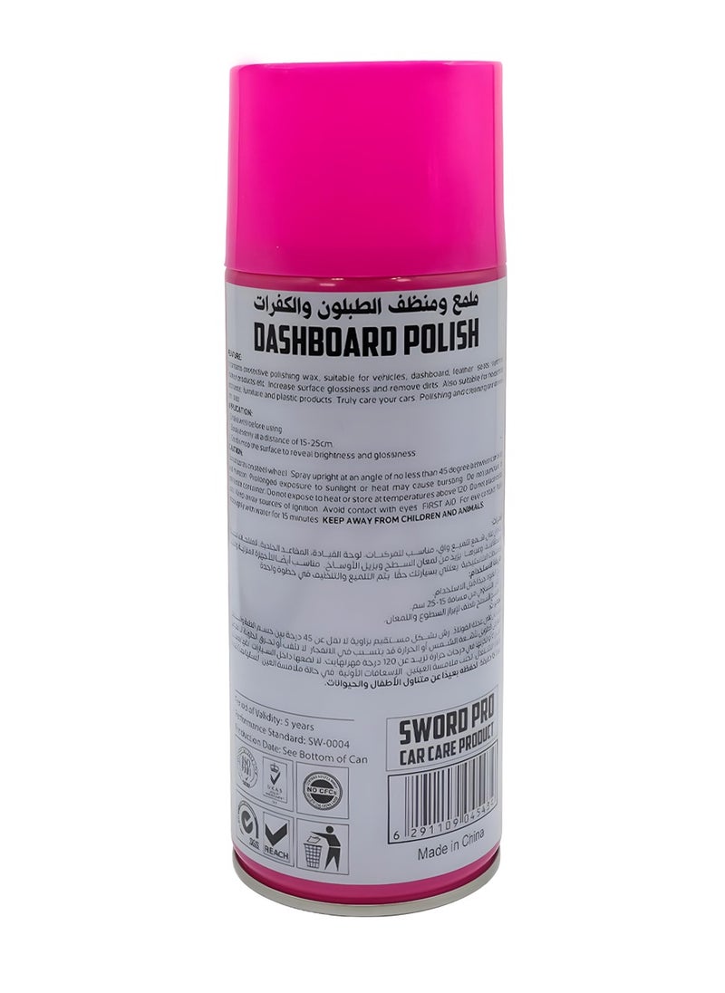 Sword Pro - Sword Pro Dashboard Polish - Quick Drying, UV Protection, Restores Plastic, Rubber & Vinyl Gloss - Easy to Apply, Dust Repellent, Long Lasting Shine - 450ml Can SW-0004 - Image 1