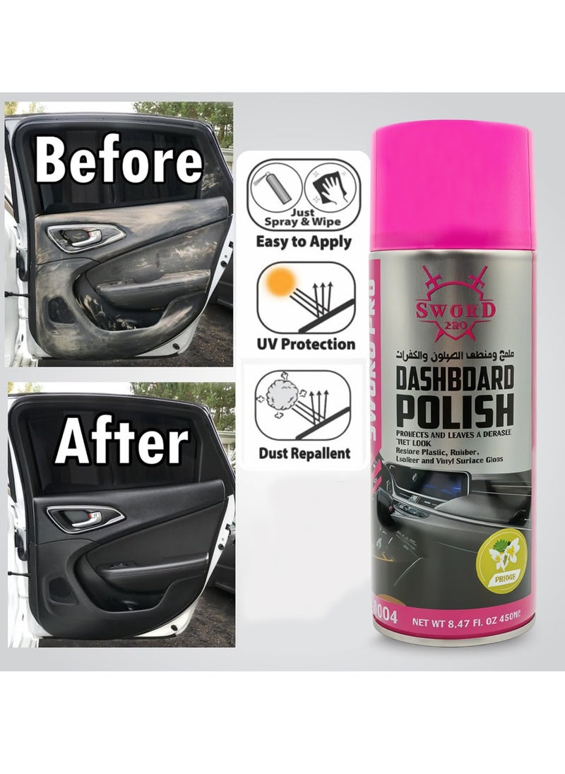 Sword Pro - Sword Pro Dashboard Polish - Quick Drying, UV Protection, Restores Plastic, Rubber & Vinyl Gloss - Easy to Apply, Dust Repellent, Long Lasting Shine - 450ml Can SW-0004 - Image 1
