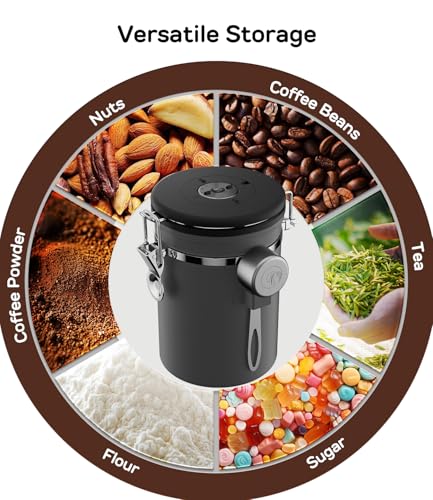 Coffee Gator Coffee Canister, 11oz Airtight Stainless Steel Kitchen Food Storage Container with Date-Tracker, CO2-Release Valve and Scoop for Beans, Grounds, Sugar, Cookies Jars, Tea, Cereal - Gray - Image 4