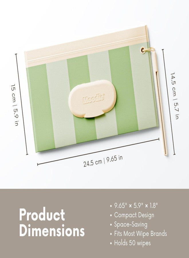 Moodie NEW 3 PACK Baby Wipes Holder | Refillable Wipes Container w/ DOUBLE-LOCK SEAL |Travel Wipe Case | Portable Wipe Dispenser for Diaper Bag w Silicone Strap | Reusable Wipes Pouch (SAGE GREEN) - Image 3