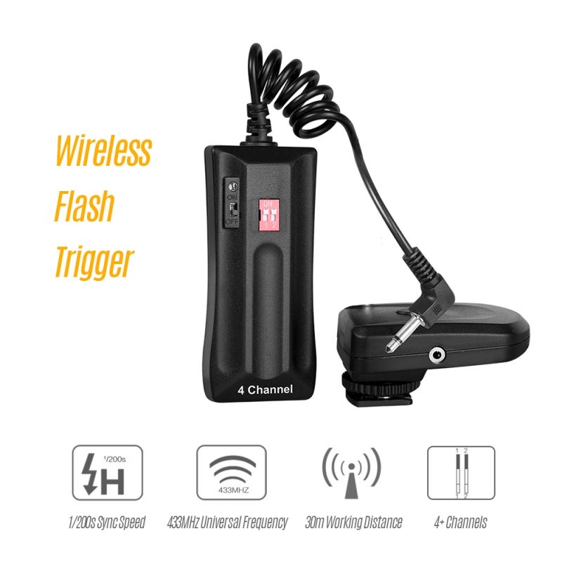 NiceFoTo Wireless Transmitter Receiver Flash Trigger with 6.35mm Adapter Compatible with Canon Nikon Sony Panasonic - Image 5