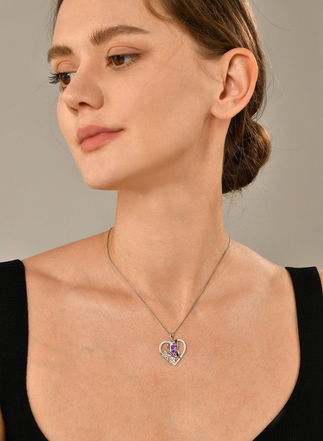 YL Women's Butterfly Necklace 925 Sterling Silver Flower Rose Pendant Created Amethyst Halo Jewelry - Image 2